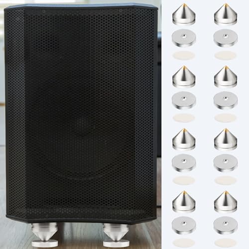 8 Stück Lautsprecher Spikes,Speaker Stands mit Anti-Rutsch-Pad HiFi Speaker Audio Amplifier DAC CD Isolation Stand Cone Feet Shockproof Base Pad Lautsprecher Füße aus Alulegierung Spikes von OUGPIU