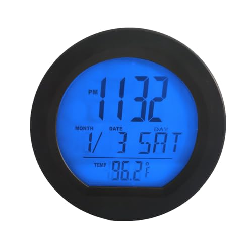Digitale Auto-Uhr,Solar-Mini-Digitaluhr,Automatische Hintergrundbeleuchtung für das Armaturenbrett,Zeit,Datum,Temperaturanzeige,Luftfeuchtigkeit,für LKW, SUV,Auto (Blau) von OUGPIU