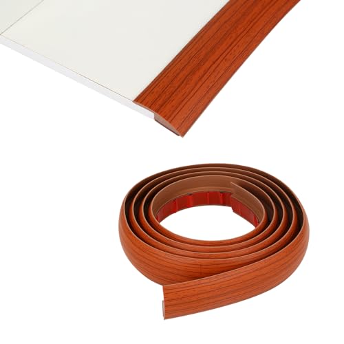 Übergangsprofil Selbstklebend, PVC Fußböden Abdeckleiste, Vinyl Übergangsschiene Anpassungsprofil, Tür Schwellen Ausgleichsprofil Abschlussleisten (1, Teakholzfarbe, HöhenAusgleich5MM X Länge2M) von OUGPIU