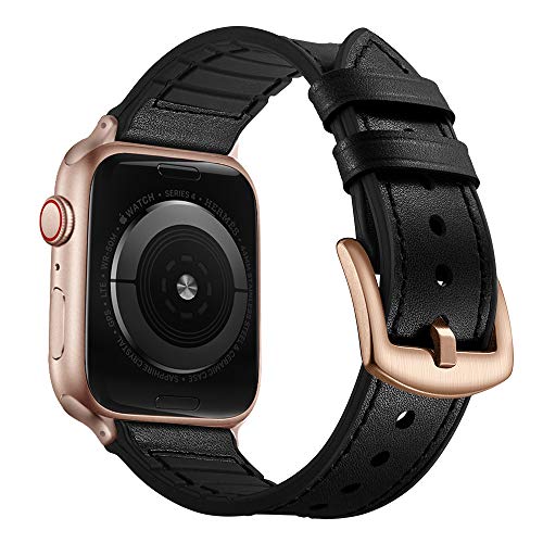 OUHENG Kompatibel mit Apple Watch Armband 42mm 41mm 40mm 38mm Hybrid Armband aus echtem Leder und schweißfestem Gummi für iWatch Series 10 9 8 7 6 5 4 3 2 1 SE2, Braun, 38mm/40mm/41mm/42mm(Series 10 OUHENG Kompatibel mit Apple Watch Armband 42mm 41mm 40mm 38mm Hybrid Armband aus echtem Leder und schweißfestem Gummi für iWatch Series 10 9 8 7 6 5 4 3 2 1 SE2, Braun, 38mm/40mm/41mm/42mm(Series 10 von OUHENG