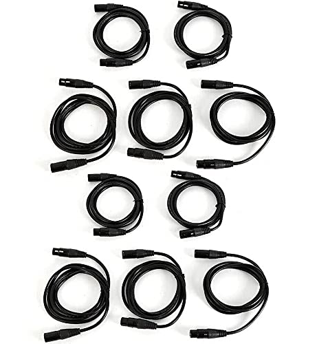 10 Stück DMX Kabel 2Meter/6.6FT 3-Pin XLR Kabel DMX512 Signalkabel für Moving head Par Licht Bühnenlichter Scheinwerfer von OUKANING