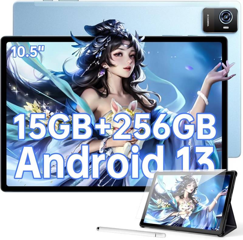 OUKITEL 15GB RAM 8250mAh Akku Gaming Tablet (10.5", 256 GB, Android 13, Leistungsstarkes Multimedia-Erlebnis für Arbeit, Spiel & Unterhaltung) von OUKITEL