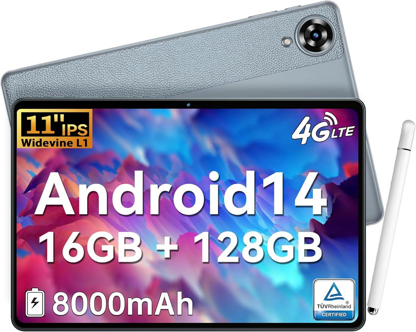 OUKITEL 8000mAh 16GB RAM Tablet (11", 128 GB, Android14, Leistungsstarkes Alltagsgerät für Arbeit, Freizeit und Entertainment) von OUKITEL