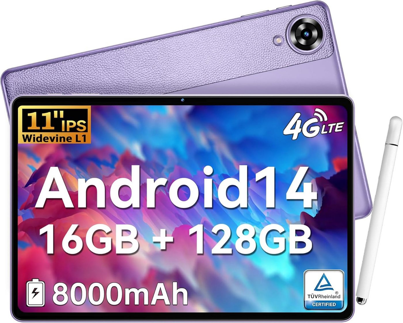 OUKITEL 8000mAh 16GB RAM Tablet (11", 128 GB, Android14, Leistungsstarkes Alltagsgerät für Arbeit, Freizeit und Entertainment) von OUKITEL