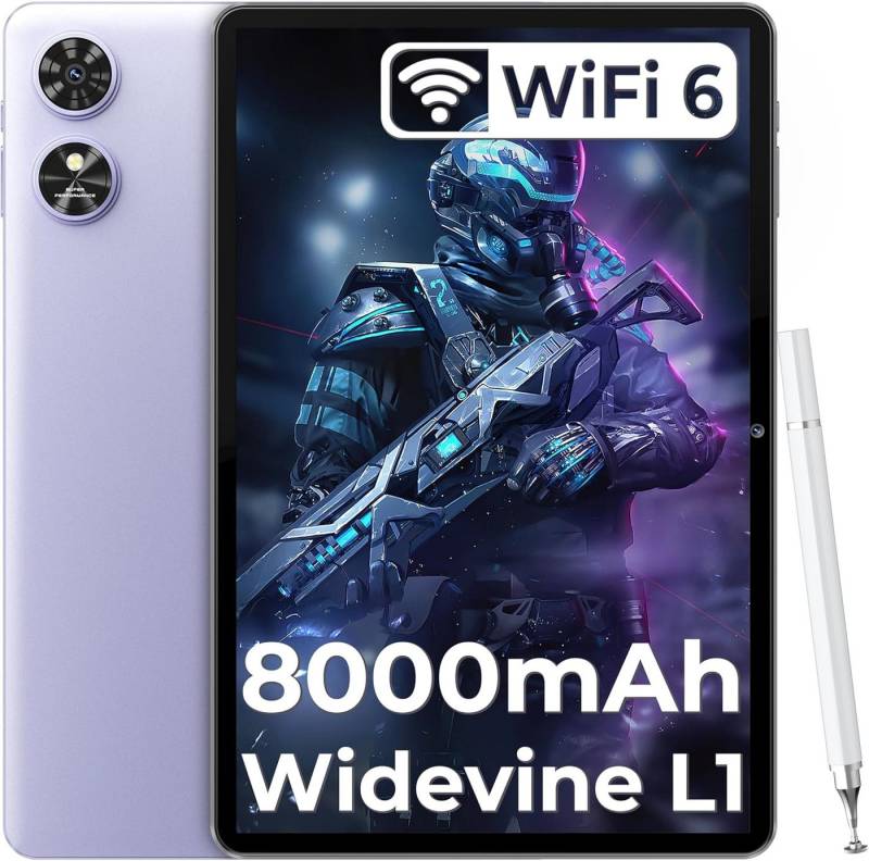 OUKITEL 8000mAh Akku 12 GB RAM BT5.0 Widevine L1 Tablet (10,1", 64 GB, Android 13, Leistungsstarkes Gerät mit schnellem WiFi, langem Akku) von OUKITEL