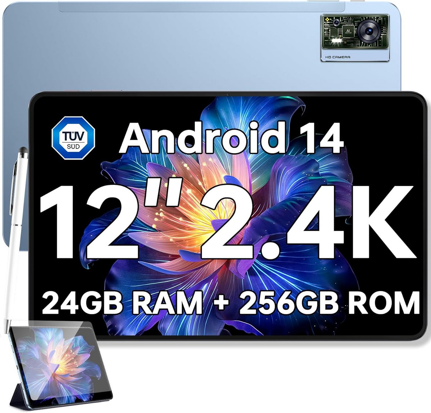 OUKITEL 8250mAh Akku Octa-Core, 16MP Kamera 5G WiFi/TÜV/GPS Tablet (12", 256 GB, Android 14, 4G LTE/ 5G WiFi, mit leistungsstarkem Design, langer Akkulaufzeit und Top-Kamera) von OUKITEL