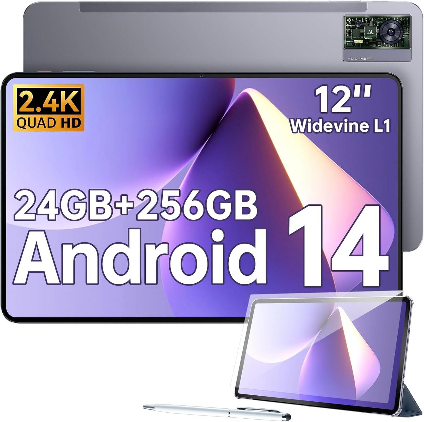 OUKITEL 8250mAh Akku Octa-Core, 16MP Kamera 5G WiFi/TÜV/GPS Tablet (12", 256 GB, Android 14, 4G LTE/ 5G WiFi, mit leistungsstarkem Design, langer Akkulaufzeit und Top-Kamera) von OUKITEL