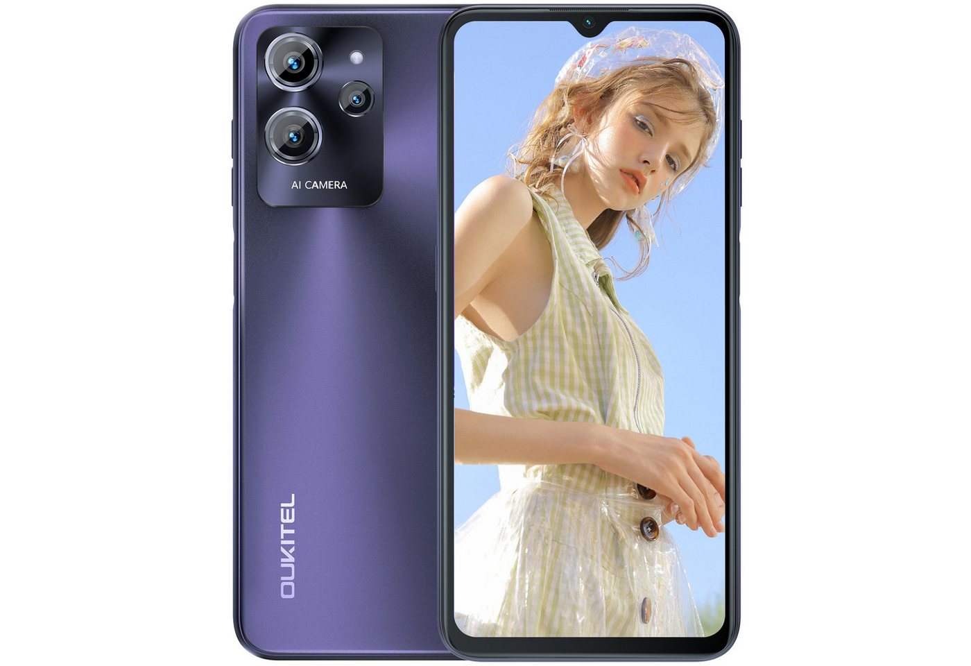 OUKITEL C32 Android Smartphone (16,56 cm/6.52 Zoll, 128 GB Speicherplatz, 20 MP Kamera, 6.52 Zoll HD+ Display, 13GB RAM + 128GB ROM, 5150mAh Akku, Dual SIM 4G) von OUKITEL