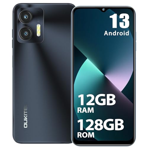 OUKITEL C36 Handy Ohne Vertrag, 12GB+128GB/1TB erweiterbar, 5150mAh 6.56" HD+ Display Android 13 günstig Smartphone 4G, Octa Core Prozessor, 13MP Panorama Kamera,Dual SIM 3 Steckplatz, Wi-Fi von OUKITEL