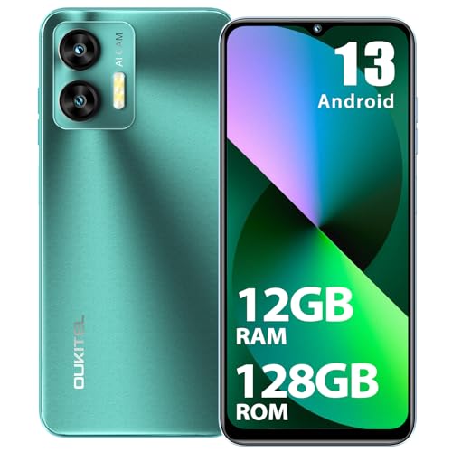 OUKITEL C36 Handy Ohne Vertrag, 12GB+128GB/1TB erweiterbar, 5150mAh 6.56" HD+ Display Android 13 günstig Smartphone 4G, Octa Core Prozessor, 13MP Panorama Kamera,Dual SIM 3 Steckplatz, Wi-Fi von OUKITEL