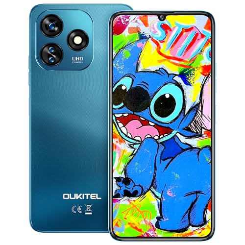 OUKITEL C51 Smartphone, 18GB(6+12)+128GB Handy 6.8 Zoll, Android 14 5150mAh Akku 13MP+5MP Kamera,Gesicht+Fingerabdruck,GPS,Dual SIM 4G Simlockfreie Handys,Blau von OUKITEL