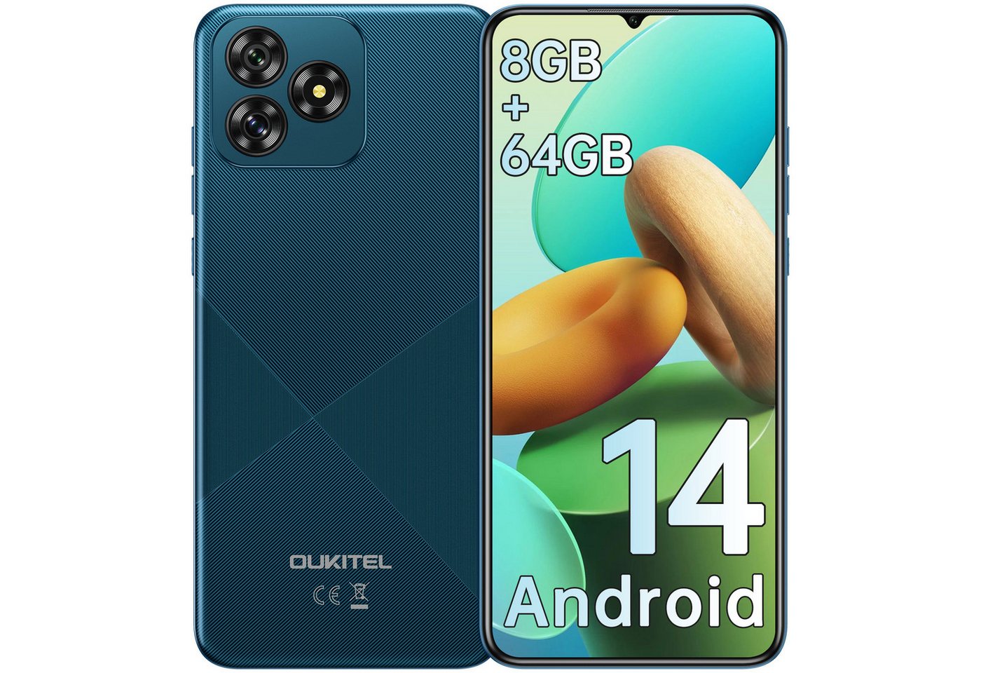 OUKITEL C53 Smartphone (16,7 cm/6.6 Zoll, 64 GB Speicherplatz, 13 MP Kamera, 4300mAh Android 14 4G Dual SIM - Smartphone) von OUKITEL