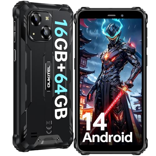 OUKITEL G2 (2025) Outdoor Handy Android 14-16GB+64GB/1TB Outdoor Smartphone Ohne Vertrag, 6300mAh Baustellenhandy, 6.0“ HD+ Display Smartphone, 13MP Kamera, 4G Dual SIM/IP68/IP69K/OTG/FACE ID von OUKITEL