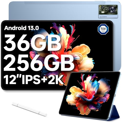 OUKITEL OT5 Tablet 12 Zoll - 36GB RAM 256GB ROM/2TB TF MTK G99 Octa-Core Gaming Tablet mit stift, 11000mAh tablet android 13, 2K FHD+ Display, 16MP+5MP Dual SIM Tablet PC, 4G LTE/5G WiFi/TÜV/GPS, Blau von OUKITEL
