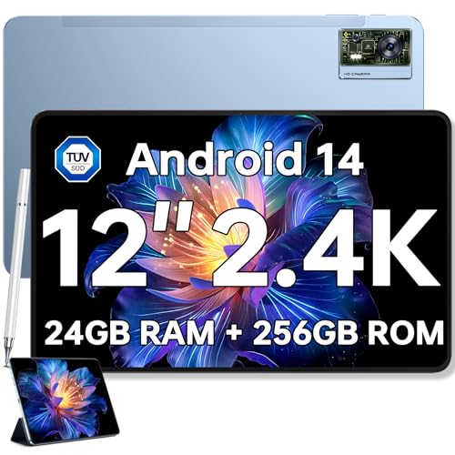 OUKITEL OT5S Tablet Android 14-12 Zoll 2.4K Tablets, 24(6+18) GB RAM +256GB ROM (2TB TF) Gaming Tablet, 8250mAh Akku,Octa-Core, 16MP Kamera, 4G Dual SIM Tablet PC/5G WiFi/TÜV/GPS,inkl Stift und Hülle von OUKITEL
