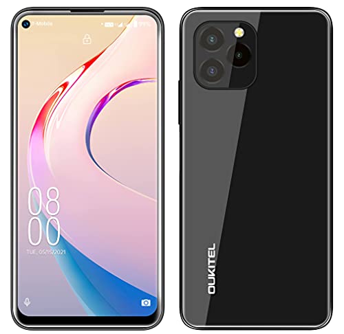 OUKITEL Smartphone ohne Vertrag C21 PRO, Vollglas-Design,4GB+64GB,256GB Externe SD,21MP Dreifach-Rückfahrkamera,Android 11 Dual SIM Handy, 6,39’’ HD+ Display, Fingerabdruck Face ID GPS WiFi Schwarz von OUKITEL