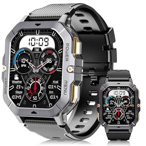 OUKITEL Smartwatch für Herren, 5,1 cm (2,02 Zoll) Smartwatch mit Bluetooth-Anrufen, 100 Sport-Modi, wasserdicht IP68, Herzfrequenz- und Schlafmonitor, Android iOS von OUKITEL