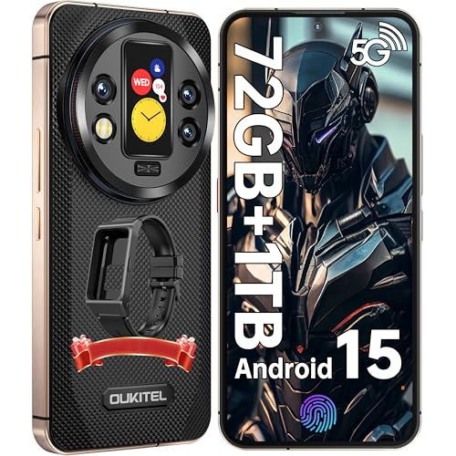 OUKITEL WP200 Pro 5G Outdoor Handy - Android 15 72GB+1TF Smartphone Wasserdicht, 6,7” AMOLED FHD+ 120 Hz Baustellenhandy Ohne Vertrag 8800mAh/45W, 108MP Kamera, 5G Dual SIM/NFC/WiFi 6 - Schwarz von OUKITEL