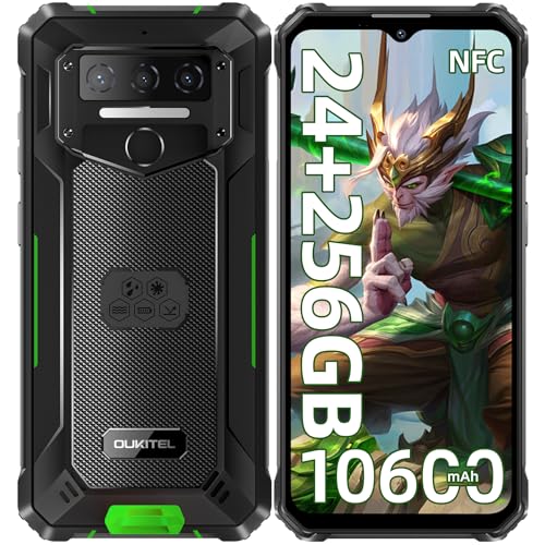 OUKITEL WP23 Plus Outdoor Handy (2025) - 10600mAh 256GB ROM +24GB RAM Outdoor Smartphone Ohne Vertrag 6,52 Zoll Android 14 baustellenhandy, 13MP+5MP/IP68 Wasserdicht Handy/Dual SIM/NFC/OTG/GPS/Face ID von OUKITEL
