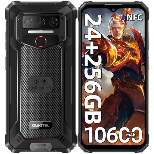 OUKITEL WP23 Plus Outdoor Handy (2025) - 10600mAh 256GB ROM +24GB RAM Outdoor Smartphone Ohne Vertrag 6,52 Zoll Android 14 baustellenhandy, 13MP+5MP/IP68 Wasserdicht Handy/Dual SIM/NFC/OTG/GPS/Face ID von OUKITEL