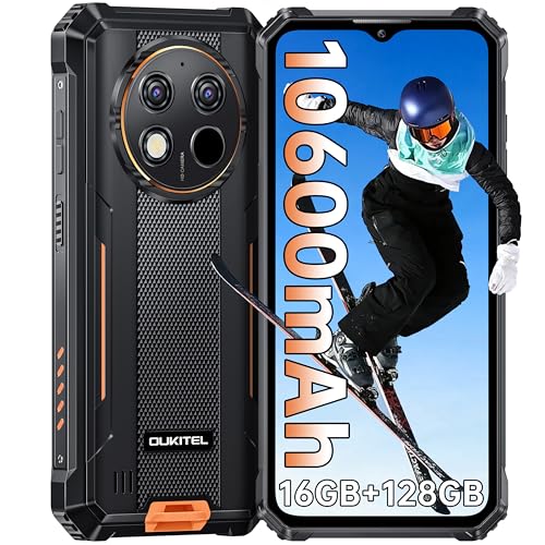 OUKITEL WP28S (2025) Outdoor Smartphone Android 14-10600mAh Outdoor Handy Ohne Vertrag, 16GB + 128GB /1TB, 6,52" Smartphone Wasserdicht IP68,Dual 4G SIM/NFC/GPS/OTG/Face ID - Orange von OUKITEL