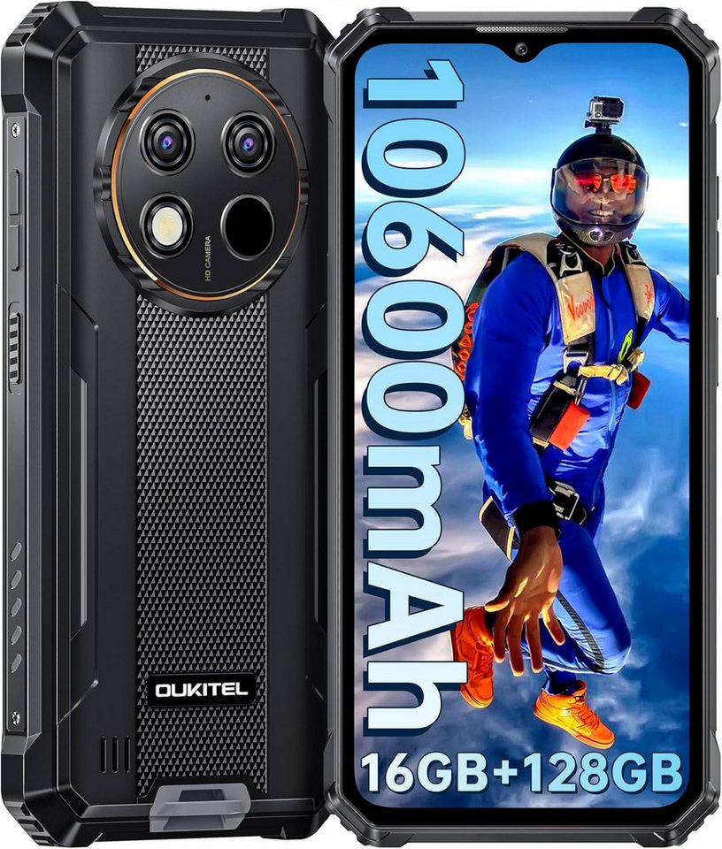 OUKITEL WP28S Outdoor 4G Smartphone (16,56 cm/6.52 Zoll, 128 GB Speicherplatz, 13 MP Kamera, 16GB RAM + 128GB ROM, 60Hz HD Display, 10600mAh, IP68, GPS, NFC) von OUKITEL