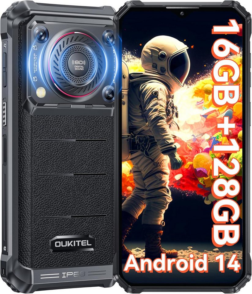 OUKITEL WP36 4G 16+128GB Outdoor Smartphone (16,56 cm/6.52 Zoll, 128 GB Speicherplatz, 13 MP Kamera, 128dB Lautsprecher, 10600mAh, IP68, Dual SIM 4G, NFC, OTG, GPS) von OUKITEL