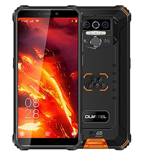 OUKITEL WP5 PRO 4G Outdoor Smartphone ohne Vertrag, 8000mAh Batterie 4 LED Blitzlicht, Android 10 Robustes Handy IP68, Helio A25 4GB + 64GB, 13MP + 2MP + 2MP, Gesichtserkennung, GPS DUAL SIM Orange von OUKITEL