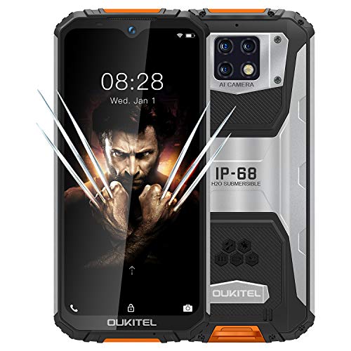 OUKITEL WP6 (2020), IP68 Outdoor Smartphone Ohne Vertrag, 10000 mAh Akku (18 W Schnellladung), 48 MP Quad-Kamera, Helio P70 6 GB + 128 GB, 6,3 Zoll FHD + Robustes Handy, DUAL SIM GPS WiFi Orange von OUKITEL