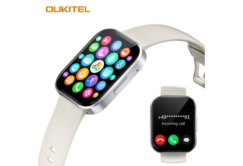 OUKITEL für Männer und Frauen mit Kabellosen Anrufen Smartwatch (1.90 cm, Andriod iOS), mit Fitness-Tracking Erinnerung Musiksteuerung AI-Sprachassistent von OUKITEL