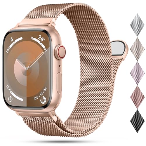 2024 Neueste Ersatz-Uhrenarmband Kompatibel mit Apple Watch Armband 41mm 40mm 38mm 45mm 44mm 42mm 49mm Damen Herren, Edelstahl Milanaise Armbänder für iWatch Series 9 8 SE 7 6 5 4 3 Ultra 2/Ultra von OULUOQI