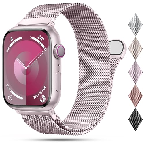 2024 Neueste Ersatz-Uhrenarmband Kompatibel mit Apple Watch Armband 41mm 40mm 38mm 45mm 44mm 42mm 49mm Damen Herren, Edelstahl Milanaise Armbänder für iWatch Series 9 8 SE 7 6 5 4 3 Ultra 2/Ultra von OULUOQI