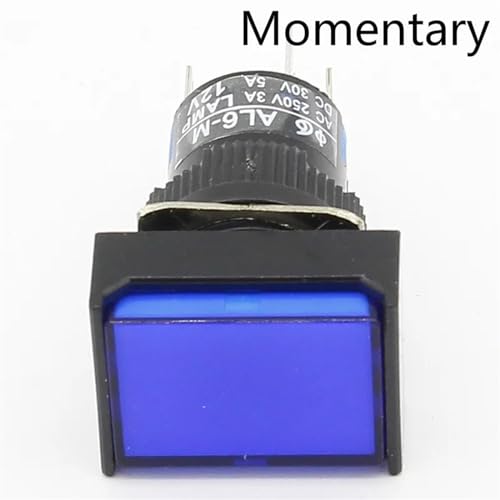 1 Stücke 16mm Rechteck Momentan Druckschalter Lampe 5 Pins 12 V (Color : Blue) von OUMIFAND