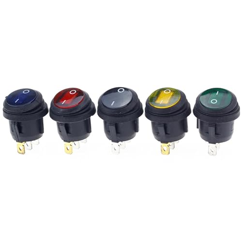 KCD1-2 3 Pins ON/OFF SPST Wippschalter Auto Boot LED Licht rund rot 1St (Color : Green, Size : 12V) von OUMIFAND