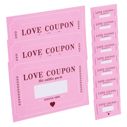 OUNONA 20 Blatt Rubbelkarten Zum Valentinstag Rubbelkarten Rubbelkarten Valentinstags Valentinstagskarten Liebesgutscheinkarten Dankeskarten Papier Rosa von OUNONA