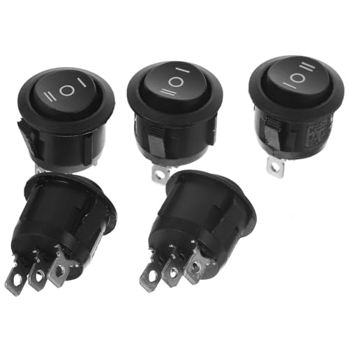 OUNONA 5 Stück 3 Druckknopf tastschalter drucktaster boat accessories Rundschalter boot zubehör Wipptaster Auto-Tasten Autoschalter auto taster runden Kontrolle dritter Gang Joystick 10 A von OUNONA