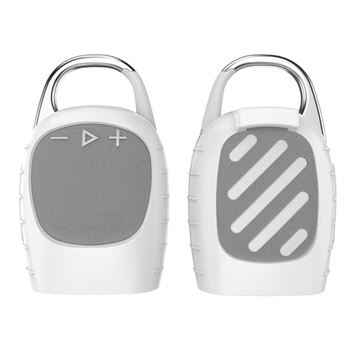 OURHZTB Silikon-Schutzhülle, kompatibel mit JBL Clip 5, tragbarer Bluetooth-Lautsprecher, Outdoor-Audio-Organizer, leicht und stoßfest, weiche Schutzhülle (weiß) von OURHZTB