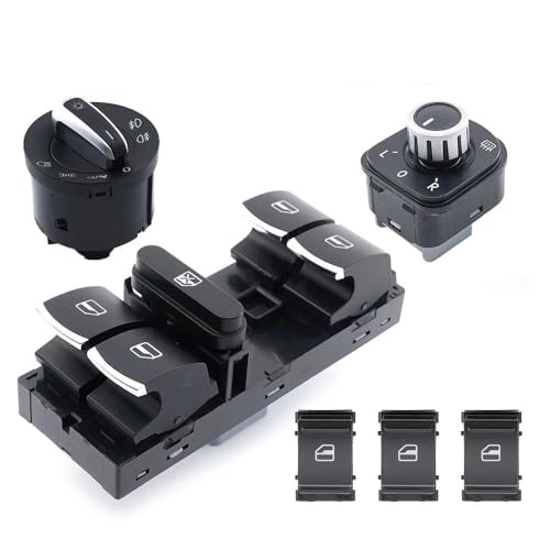 OUSDUO 5ND959857 5ND959855 5ND959565 Chrom POUR VW POUR Golf 5 6 POUR Tiguan POUR P&assat B6 POUR 6 GTI 5ND941431B Auto Scheinwerfer Fenster Schalter Fensterheberschalter(3PCS 5ND959855) von OUSDUO