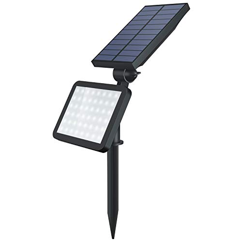 OUSFOT Solarleuchten Garten Solar Strahler für Außen Garten mit Erdspieß 48 Leds Solarspot 5 Beleuchtungsmodi Wasserdicht (IP65), Schwarz von OUSFOT