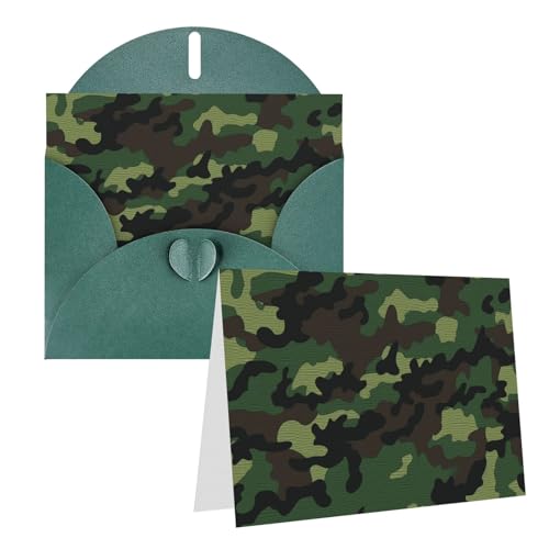 Grußkarten mit Militär-Camouflage-Druck, Dankeskarten, blanko, mit Umschlägen, Geburtstagskarten für alle Anlässe von OUSIKA