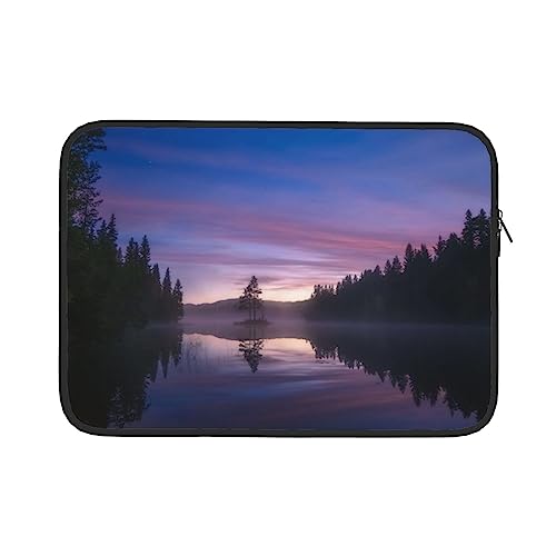 Laptop-Tasche mit Sonnenuntergang am See, bedruckt, strapazierfähig, 38,1 cm (15 Zoll) Laptop-Tasche, Computer-Tragetasche, Schutzhülle von OUSIKA