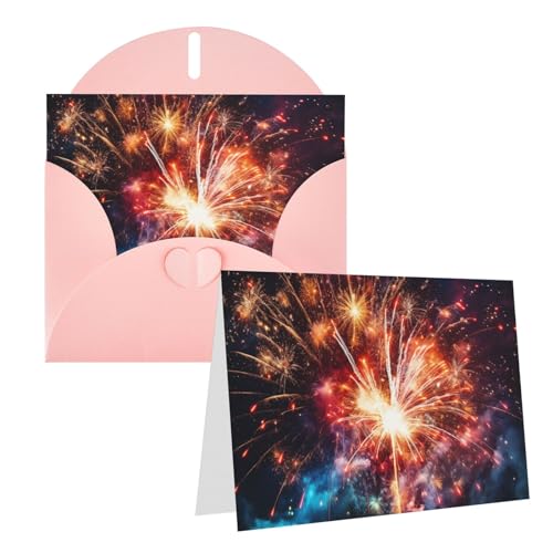 OUSIKA Explosion Feuerwerk-Grußkarten mit weißen Umschlägen, 10,2 x 15,2 cm, blanko, Dankeskarten für alle Anlässe, für Weihnachten, Urlaub, Hochzeit, Geburtstag, Jubiläen von OUSIKA
