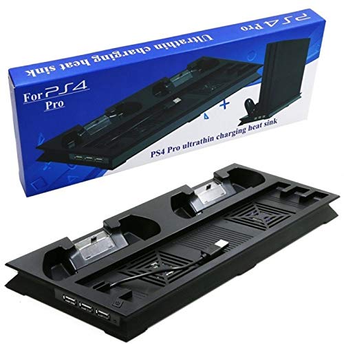 OUTLETISSIMO® PS4 PRO vertikaler Ständer, 4 in 1 Playstation Lade, Lüfter und Steuerung von OUTLETISSIMO