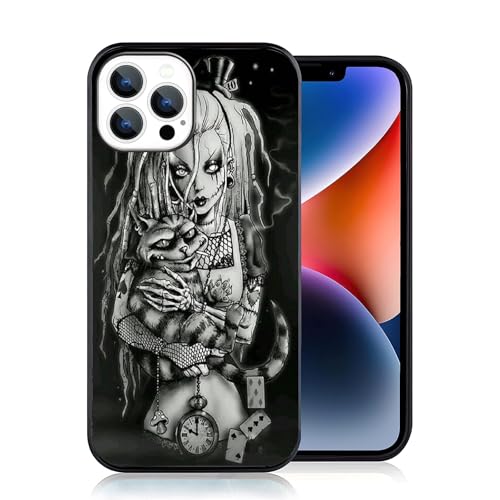 OUYAGAOYUAN Kompatibel mit iPhone 16 Pro Hülle, Dark Horror Alternative Alice Design Schutz Trendy TPU Hülle für Mädchen Jungen Frauen von OUYAGAOYUAN