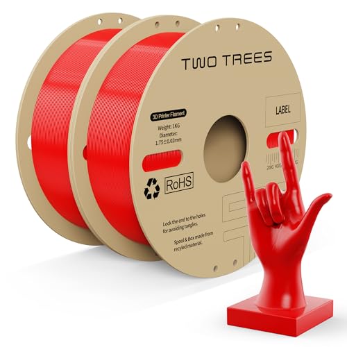 PLA Filament Pro, 2 Rollen 1 kg Hyper PLA Hochgeschwindigkeits-3D-Druckerfilament, 1,75 mm Rot 2 kg 3D-Druckmaterialien, Maßgenauigkeit +/- 0,03 mm, kompatibel mit den meisten FDM 3D-Druckern (Rot) von OUYZGIA