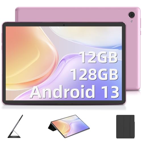 OUZRS Tablet 10 Zoll Android 13 Tablet PC 12GB RAM + 128GB ROM (TF 1TB) Octa Core 2.0 Ghz, Gaming Tablet Dual Kamera HD IPS, 5G WiFi Tablet Android 6000mAh Akku, Type-C, Bluetooth 5.0 (Rosa) von OUZRS