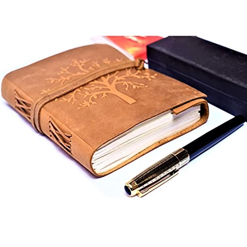 OVERDOSE Buff Tree Journal Diary Notebook Handgemachtes Leder Journal Reisetagebuch Schreib journal Organizer planer Tagebuch Size 5x7 inches | 12x17 cm von OVERDOSE