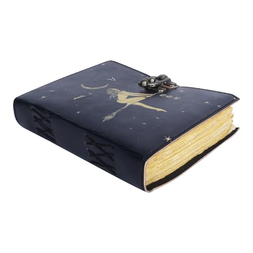 OVERDOSE Celestial Sun & Moon Handmade Vintage Leather Journal • Büttenrand-Papier, blanko Zauberbuch mit Schatten, Grimoire-Tagebuch, Mondphase, Totem-Talisman-Drucke, 15 x 20 cm, A5 OVERDOSE Celestial Sun & Moon Handmade Vintage Leather Journal • Büttenrand-Papier, blanko Zauberbuch mit Schatten, Grimoire-Tagebuch, Mondphase, Totem-Talisman-Drucke, 15 x 20 cm, A5 von OVERDOSE