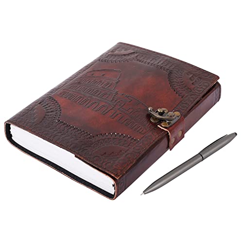 OVERDOSE Colosseum Brown Leather Journal - Handmade Journal For Students, Office Bound Leather Journal for men & women | Sketchbook | Notebook Diary - 6 x 8 inches | 15 x 20 cm | A5 von OVERDOSE