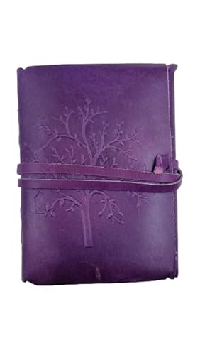 OVERDOSE Deckle Purple Leather Tree Journal - Vintage Travel Journal for Men & Women Sketch Writing Diary Sketchbook Book of Shadows Handmade Deckle Edge Paper - 5 x 7 inches | 12 x 17 cm | A6 von OVERDOSE